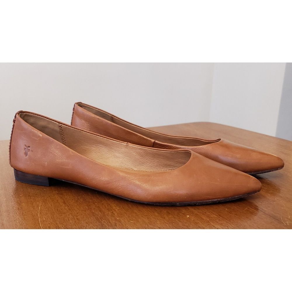Women's Frye Sienna Leather Ballet Flats Brown Pointed Toe 9